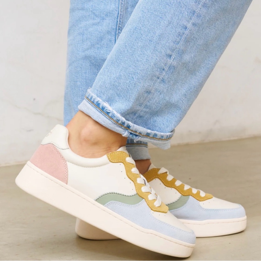 Soludos Roma leather/suede sneakers in sunrise cloud